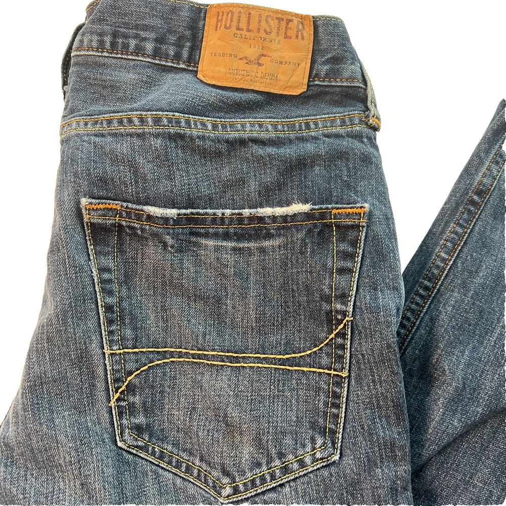 Hollister Men's Jeans 33x32 Blue Huntington Low Rise Slim Straight W35 See Pics
